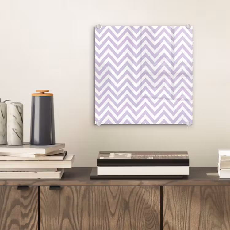 Glasbild - Lila – Geometrisch – Chevron – Zickzack – Muster — 2