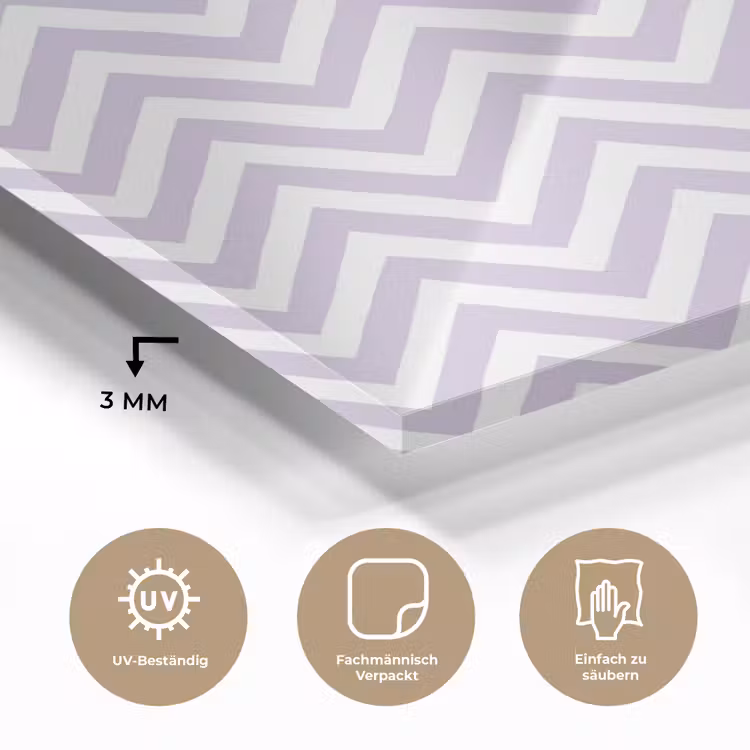 Glasbild - Lila – Geometrisch – Chevron – Zickzack – Muster — 3