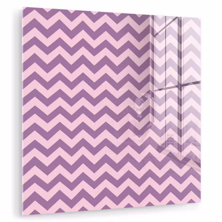 Glasbild - Lila – Rosa – Geometrisch – Chevron – Zickzack – Muster — 1