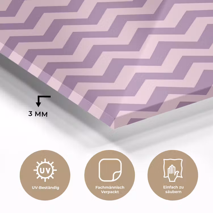 Glasbild - Lila – Rosa – Geometrisch – Chevron – Zickzack – Muster — 3