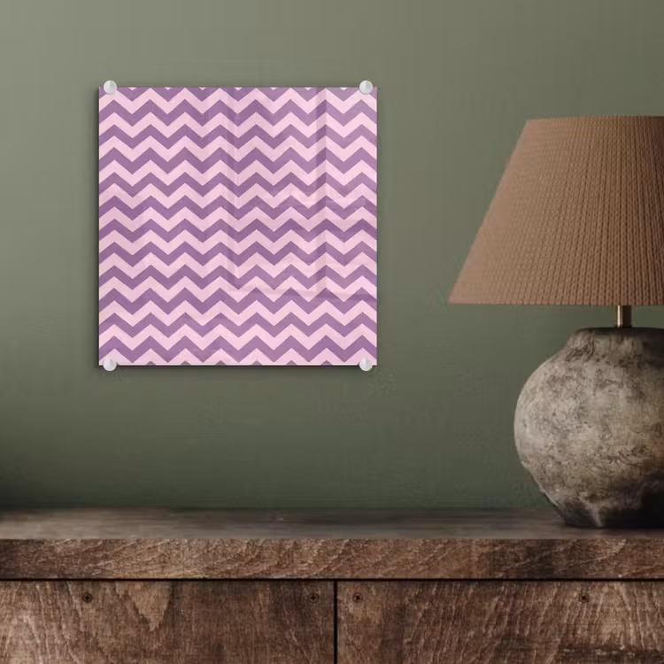 Glasbild - Lila – Rosa – Geometrisch – Chevron – Zickzack – Muster — 4
