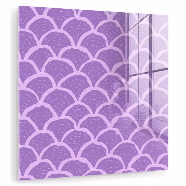 Glasbild - Lila – Schuppen – Muscheln – Handgezeichnet – Muster — 1