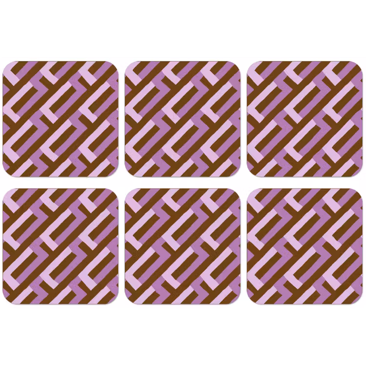 Untersetzer - Braun – Rosa – Geometrisch – Mäander – Muster — 1