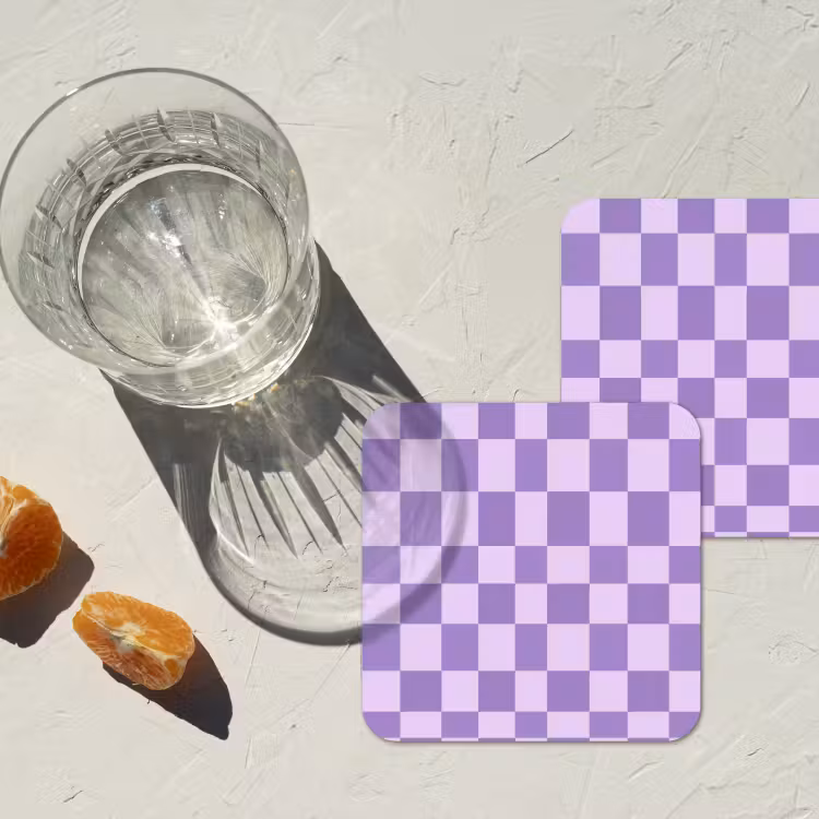 Untersetzer - Lila – Geometrisch – Schachbrettmuster – Blöcke – Muster — 2