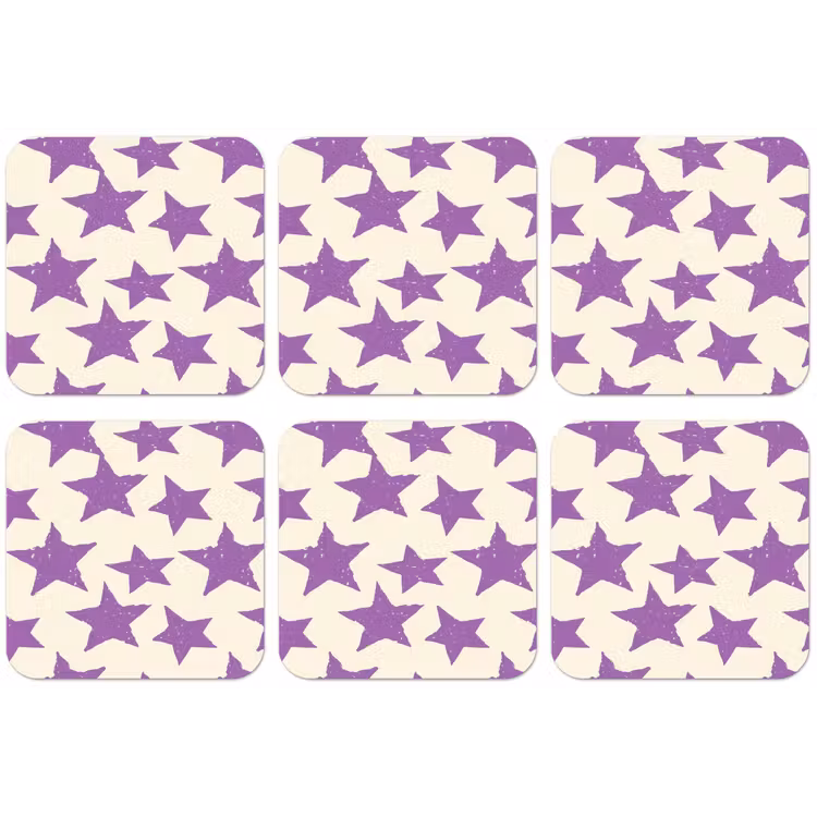 Untersetzer - Lila – Geometrisch – Sterne – Stempel – Muster — 1