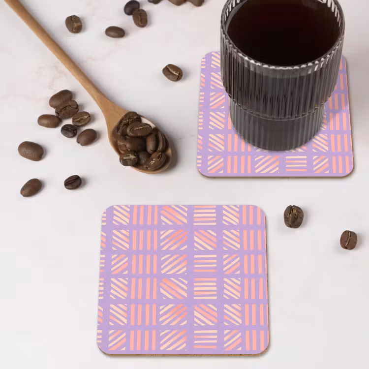 Untersetzer - Lila – Rosa – Geometrisch – Streifen – Blöcke – Muster — 4