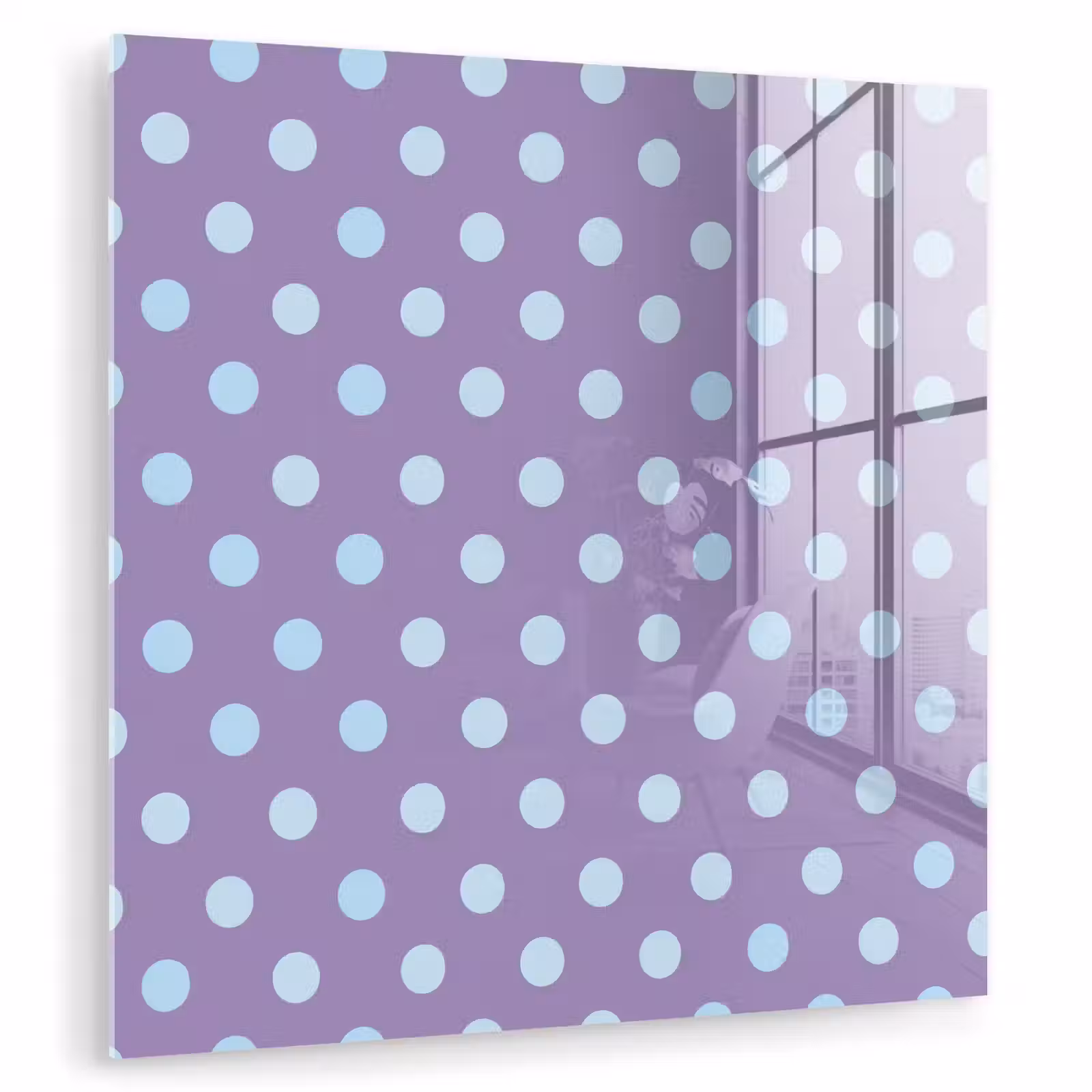 Glasbild - Lila – Blau – Geometrisch – Punkte – Polka Dot – Muster — 1