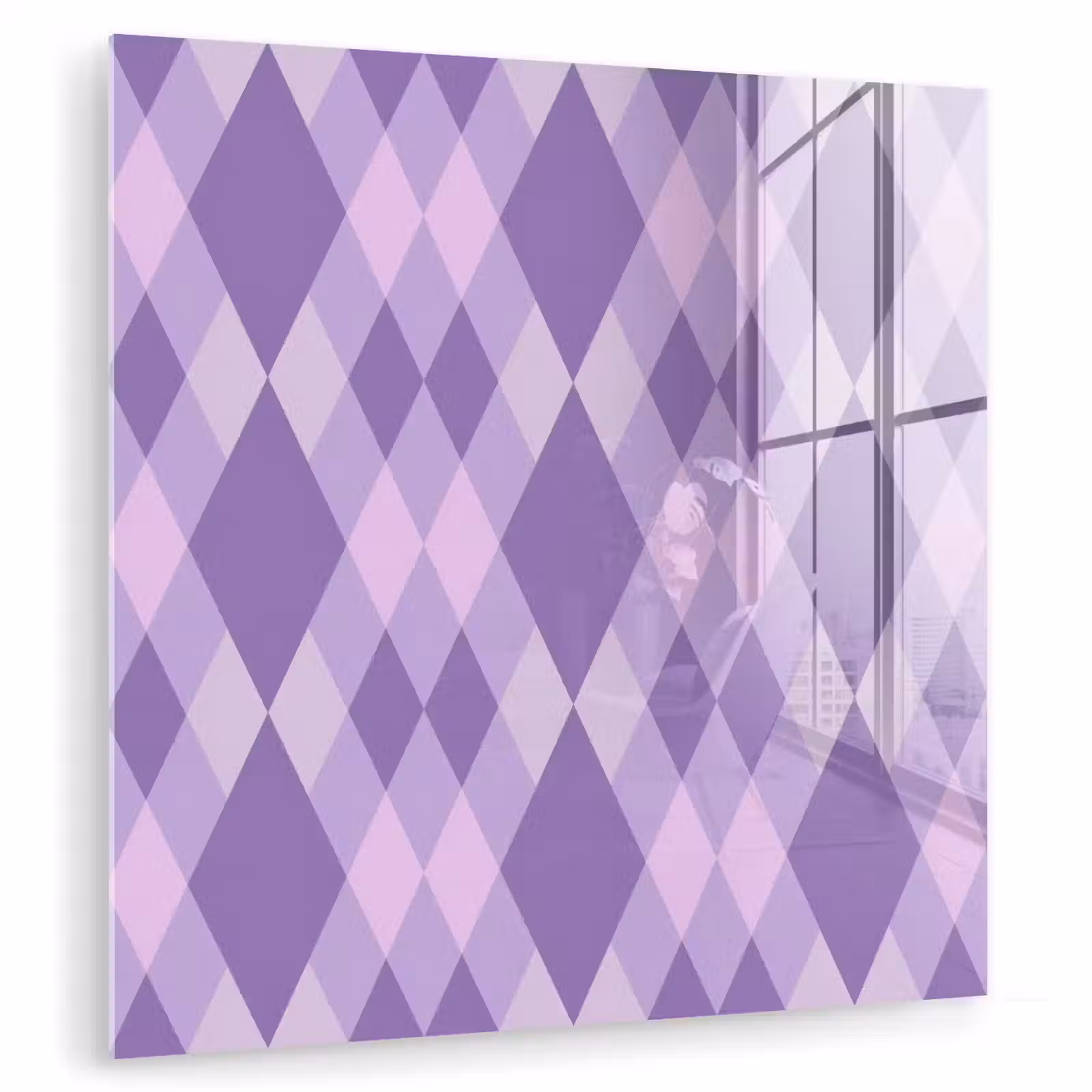 Glasbild - Lila – Geometrisch – Rauten – Argyle – Muster — 1