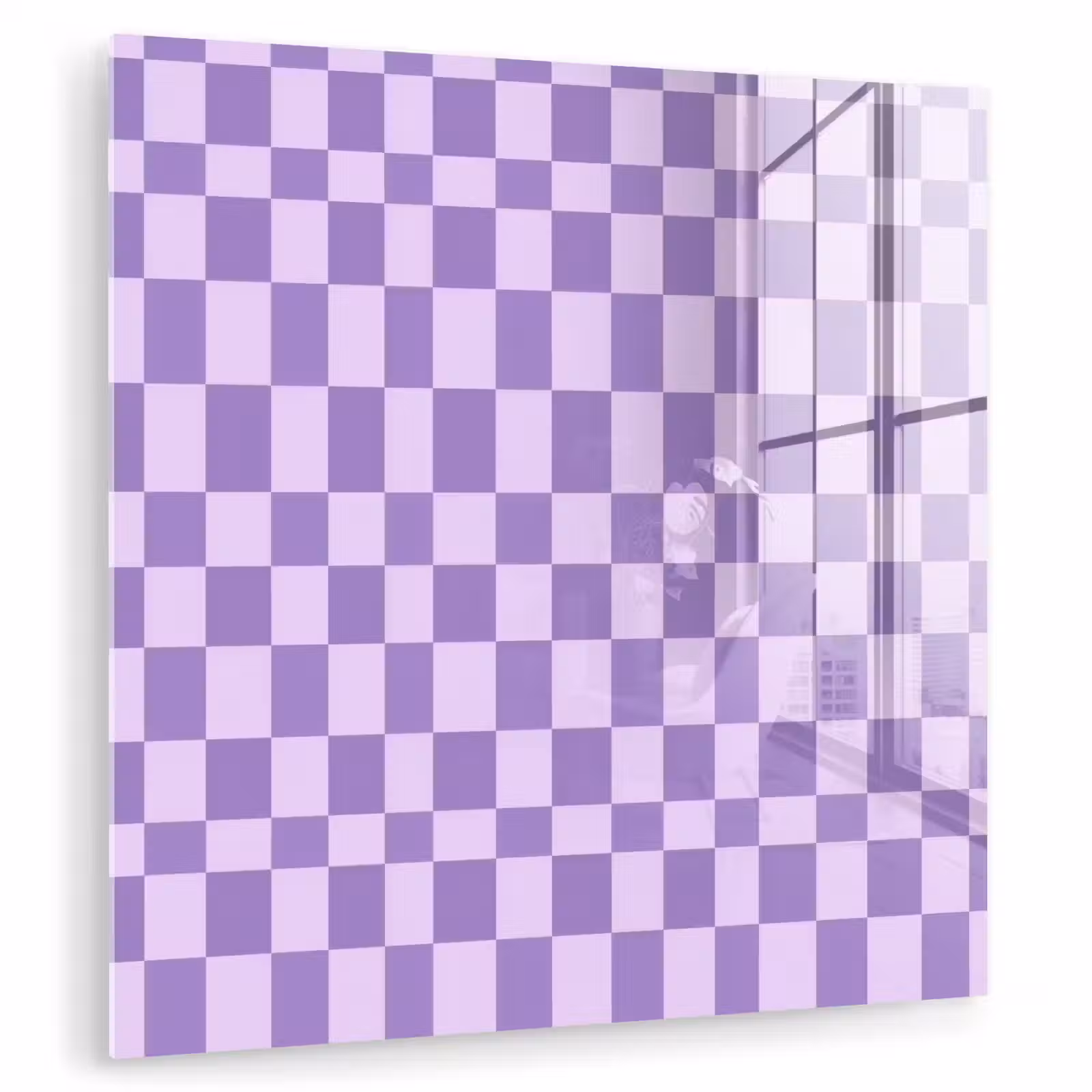 Glasbild - Lila – Geometrisch – Schachbrettmuster – Blöcke – Muster — 1
