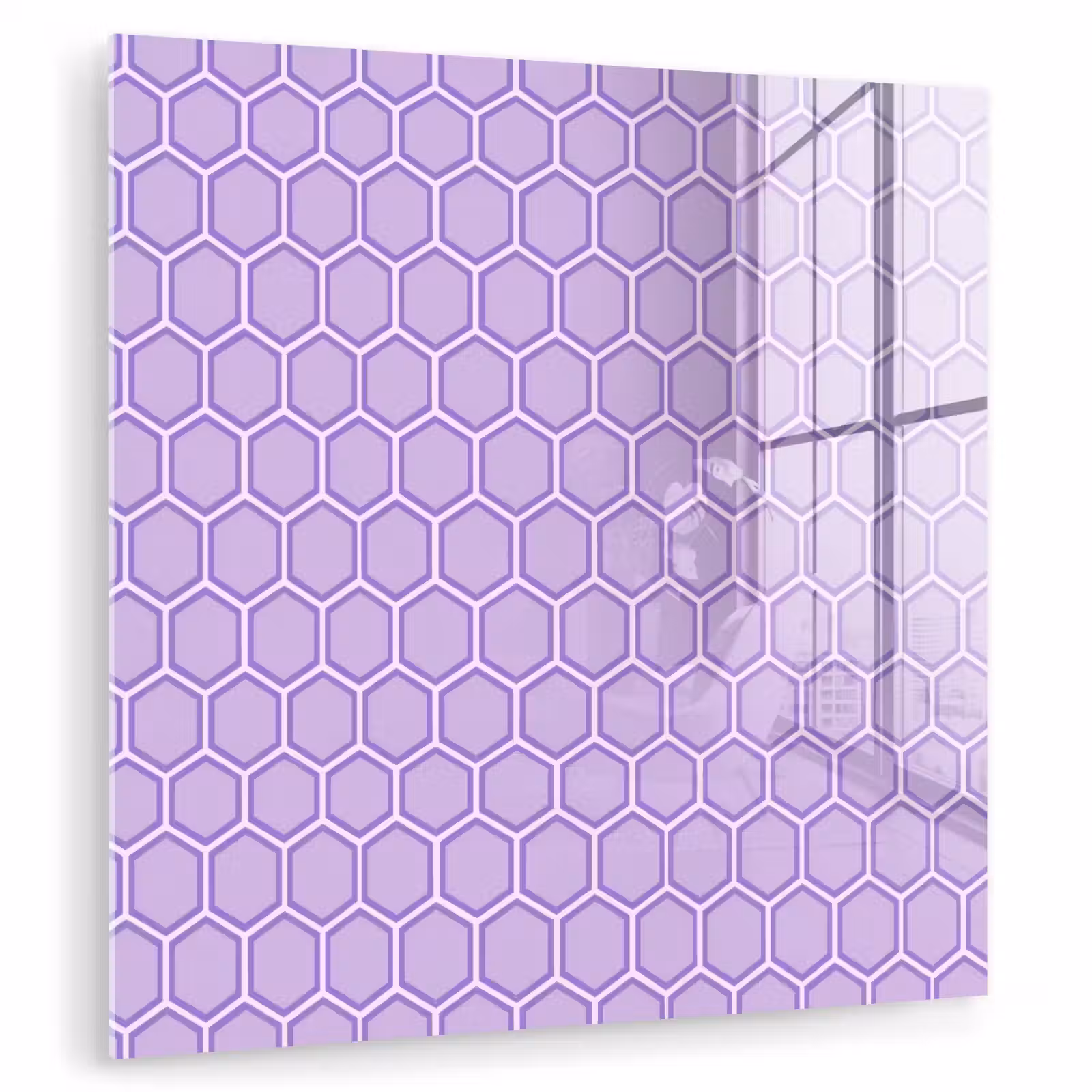 Glasbild - Lila – Geometrisch – Wabenmuster – Bienenwabe – Muster — 1