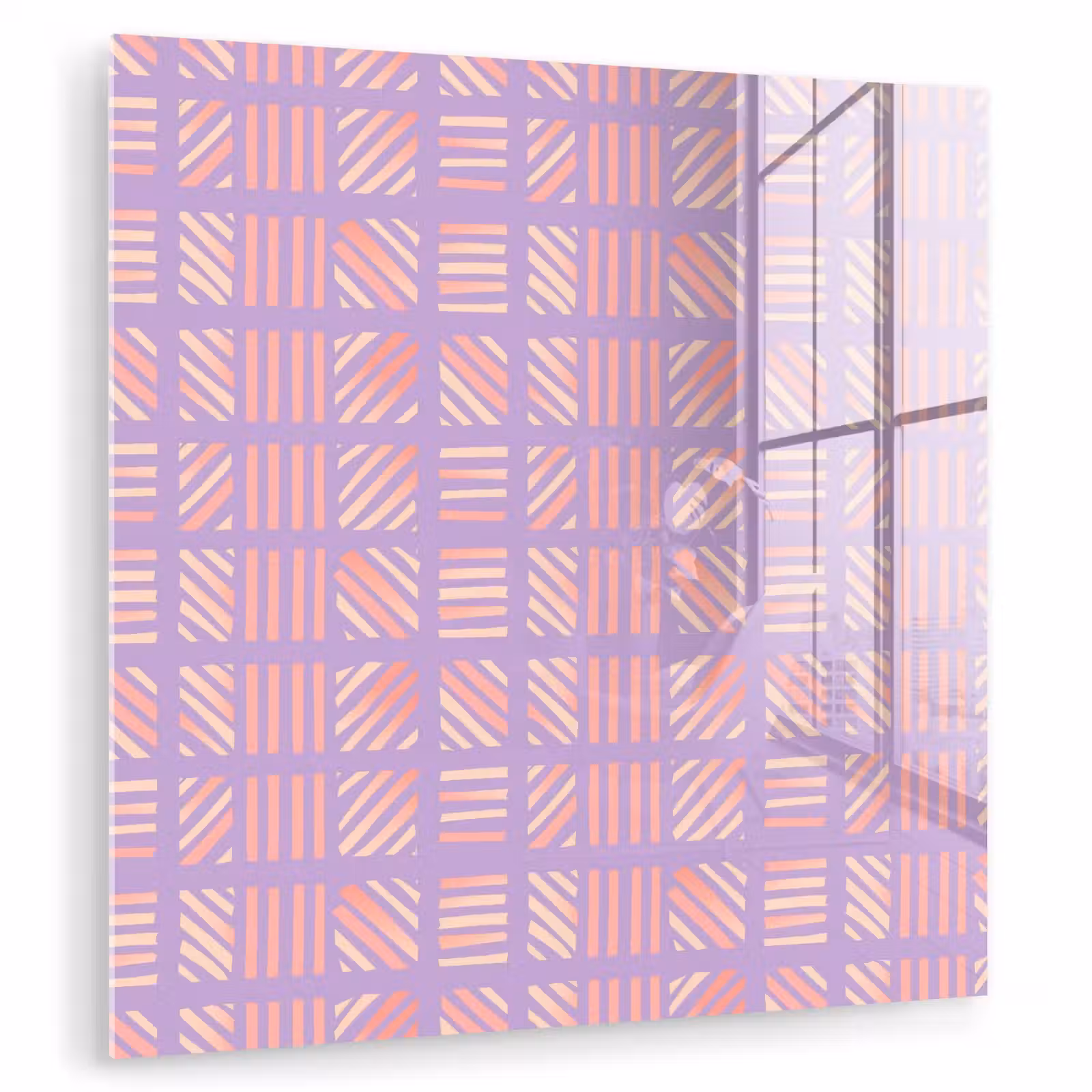 Glasbild - Lila – Rosa – Geometrisch – Streifen – Blöcke – Muster — 1