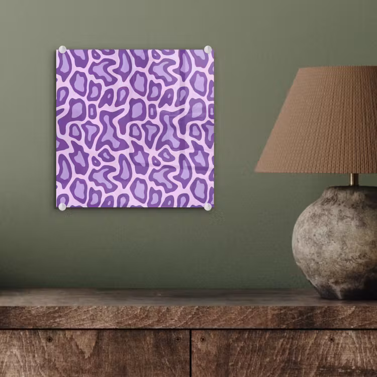 Glasbild - Lila – Abstrakt – Leopard – Flecken – Groovy – Muster — 4