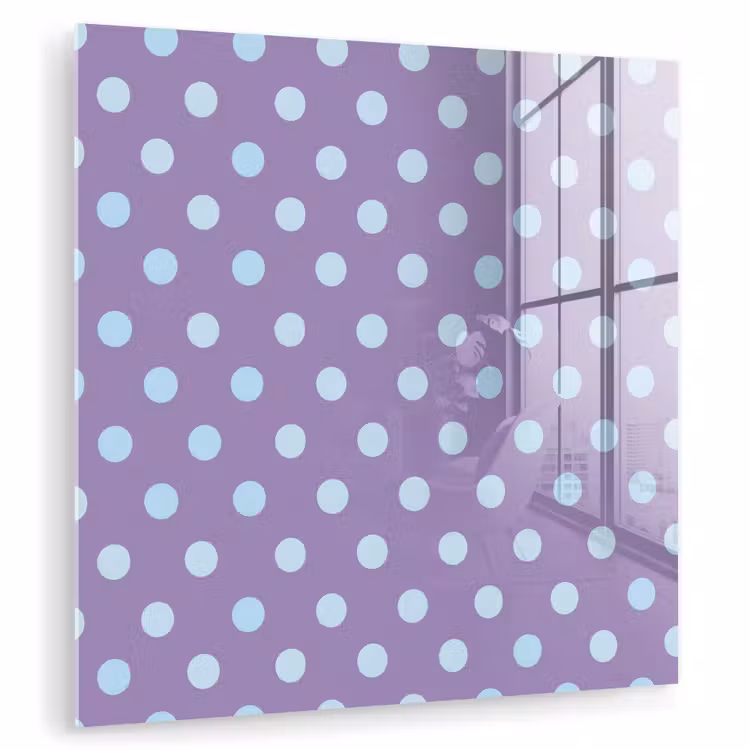 Glasbild - Lila – Blau – Geometrisch – Punkte – Polka Dot – Muster — 1