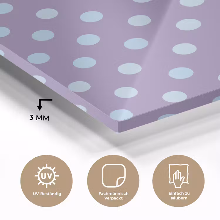 Glasbild - Lila – Blau – Geometrisch – Punkte – Polka Dot – Muster — 3