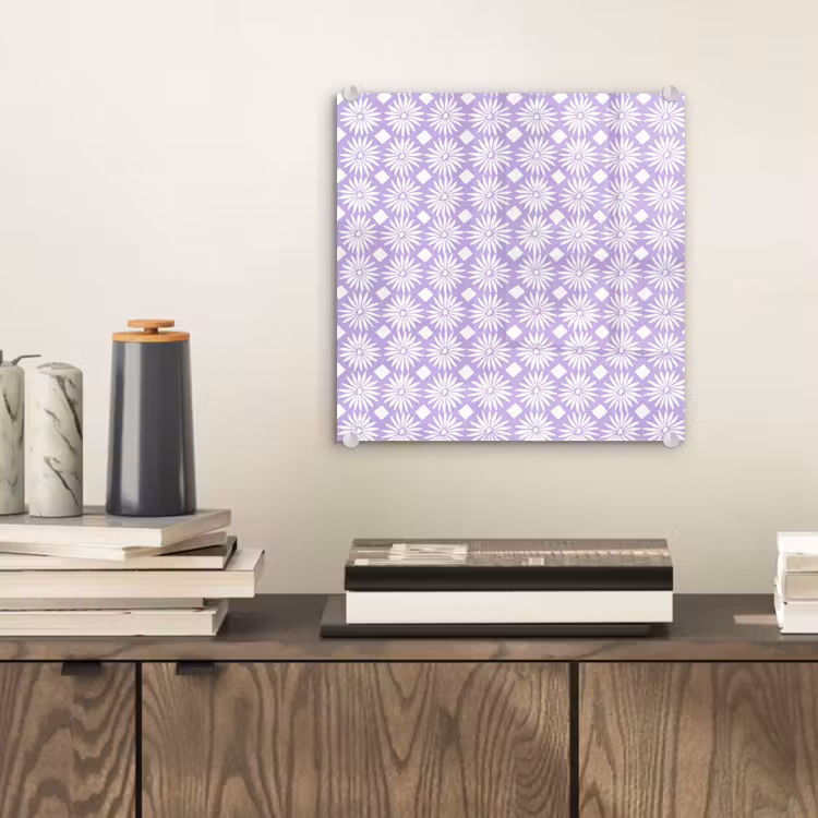 Glasbild - Lila – Botanisch – Blumen – Gänseblümchen – Muster — 2