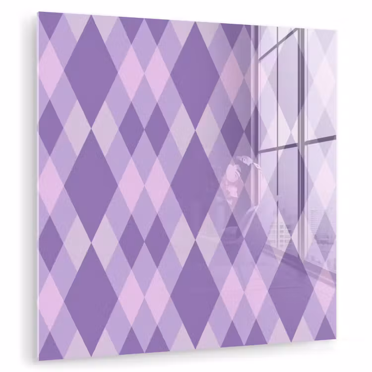 Glasbild - Lila – Geometrisch – Rauten – Argyle – Muster — 1