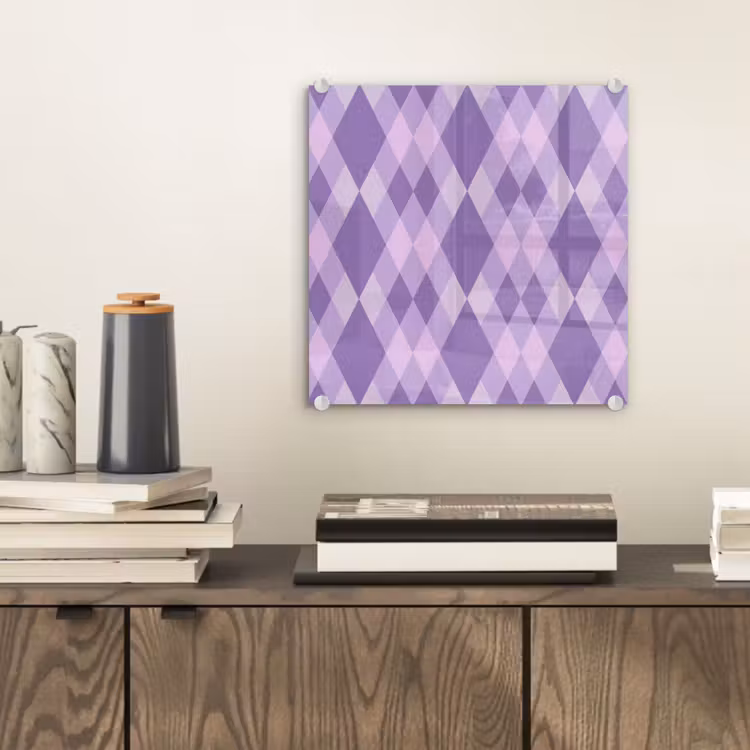 Glasbild - Lila – Geometrisch – Rauten – Argyle – Muster — 2