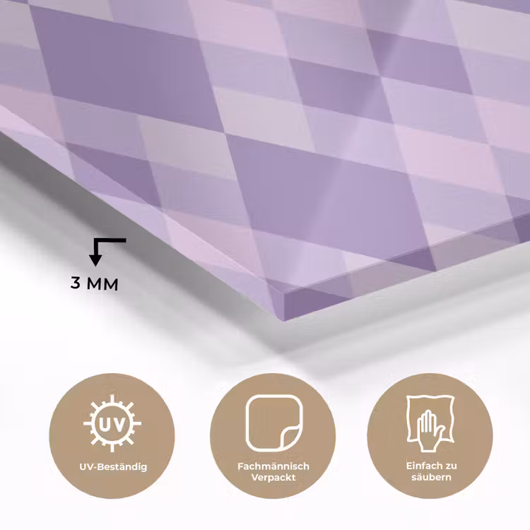 Glasbild - Lila – Geometrisch – Rauten – Argyle – Muster — 3