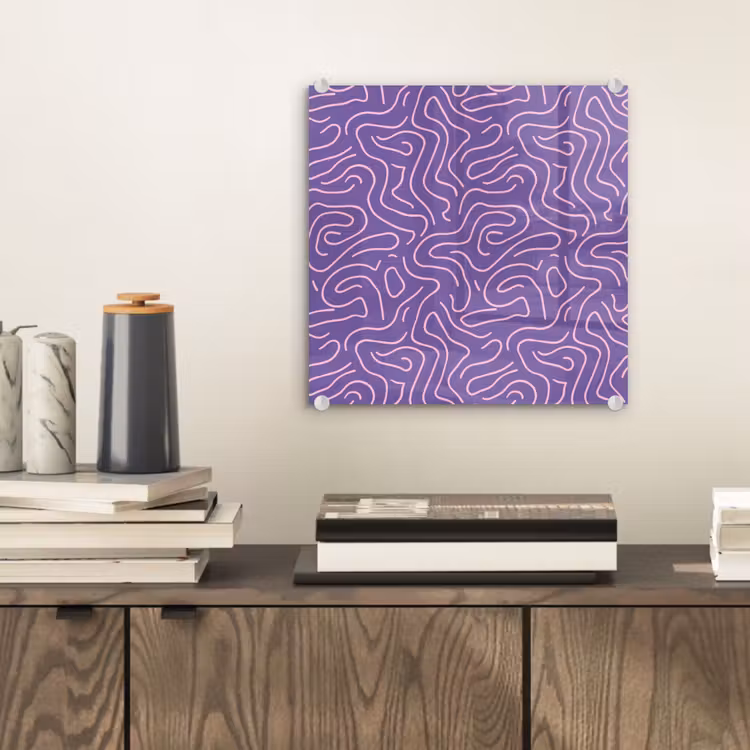 Glasbild - Lila – Rosa – Abstrakt – Linien – Labyrinth – Muster — 2