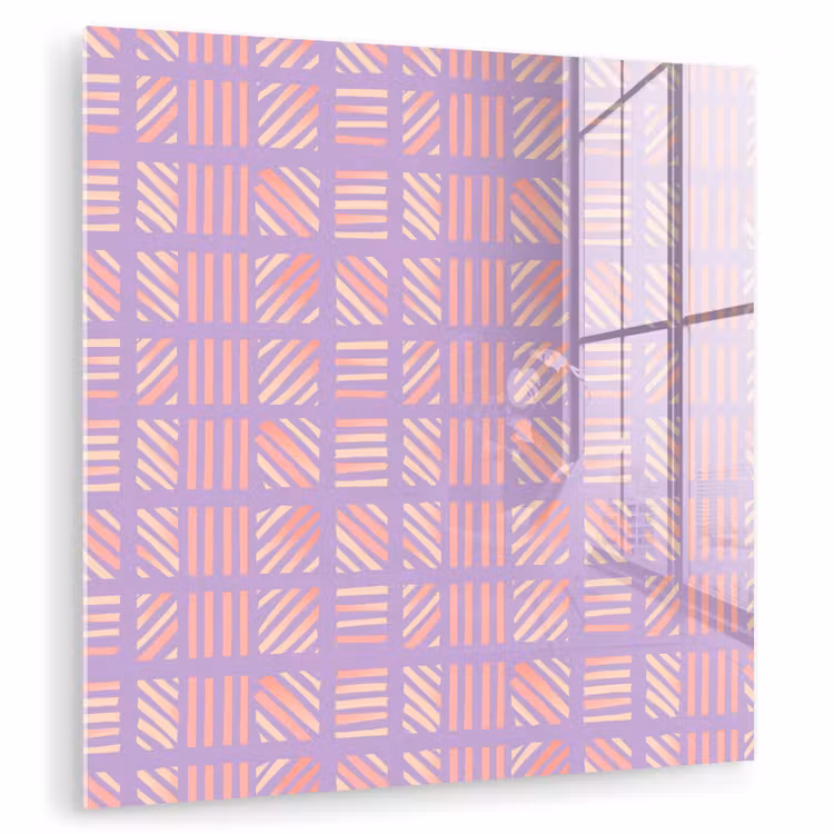 Glasbild - Lila – Rosa – Geometrisch – Streifen – Blöcke – Muster — 1