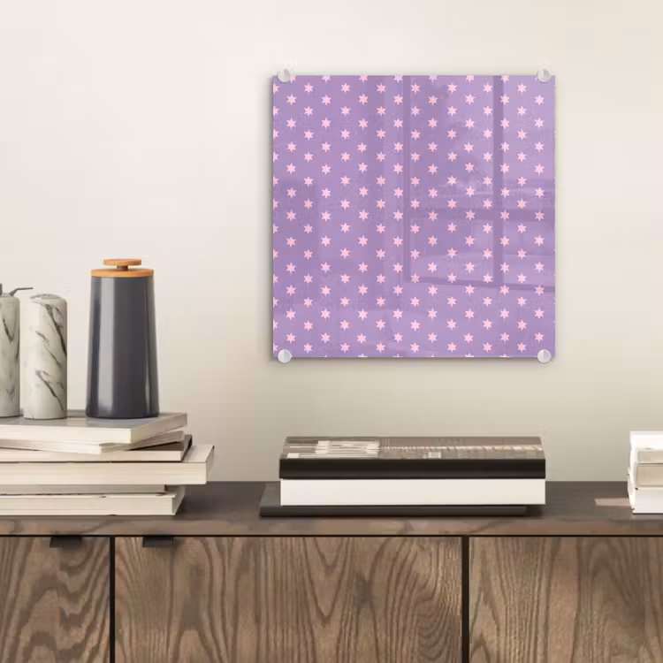Glasbild - Lila – Rosa – Sterne – Geometrisch – Muster — 2