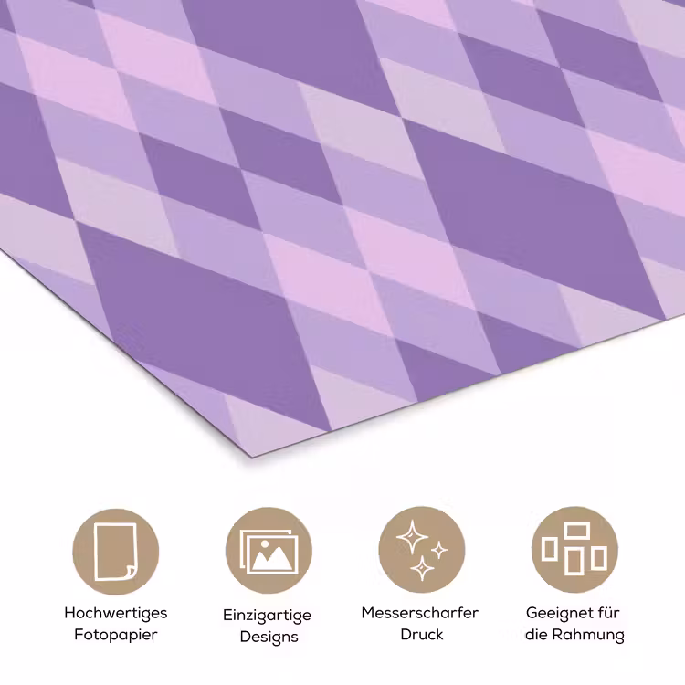 Poster - Lila – Geometrisch – Rauten – Argyle – Muster — 5
