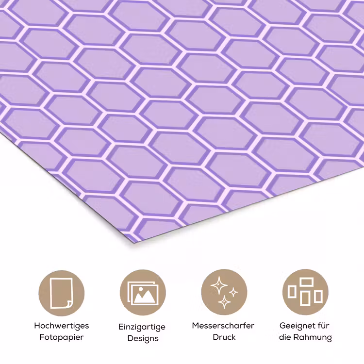 Poster - Lila – Geometrisch – Wabenmuster – Bienenwabe – Muster — 5