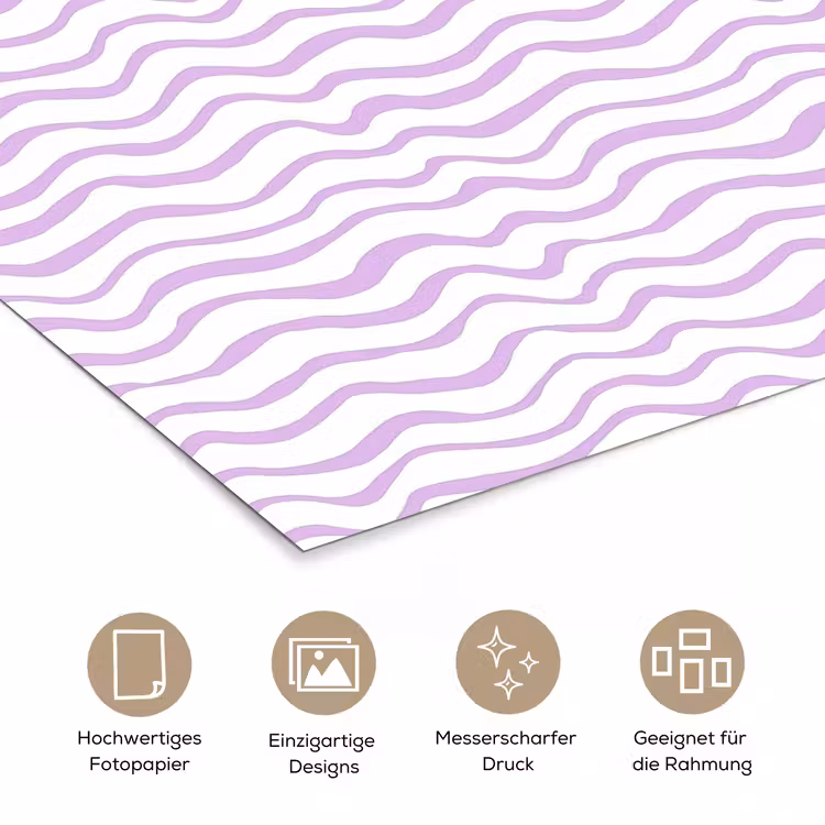 Poster - Lila – Geometrisch – Wellen – Linien – Muster — 5