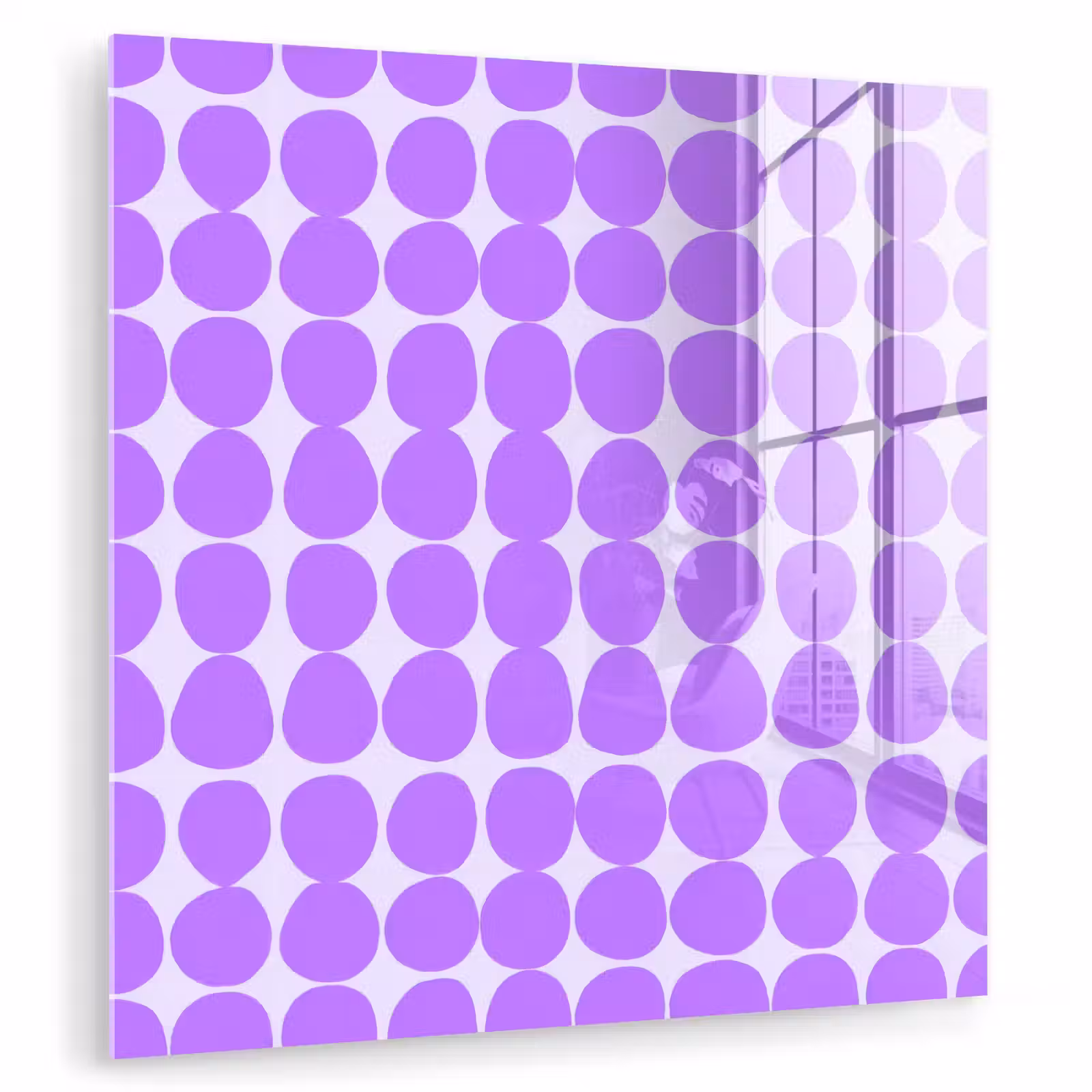 Glasbild - Lila – Geometrisch – Punkte – Polka Dot – Muster — 1