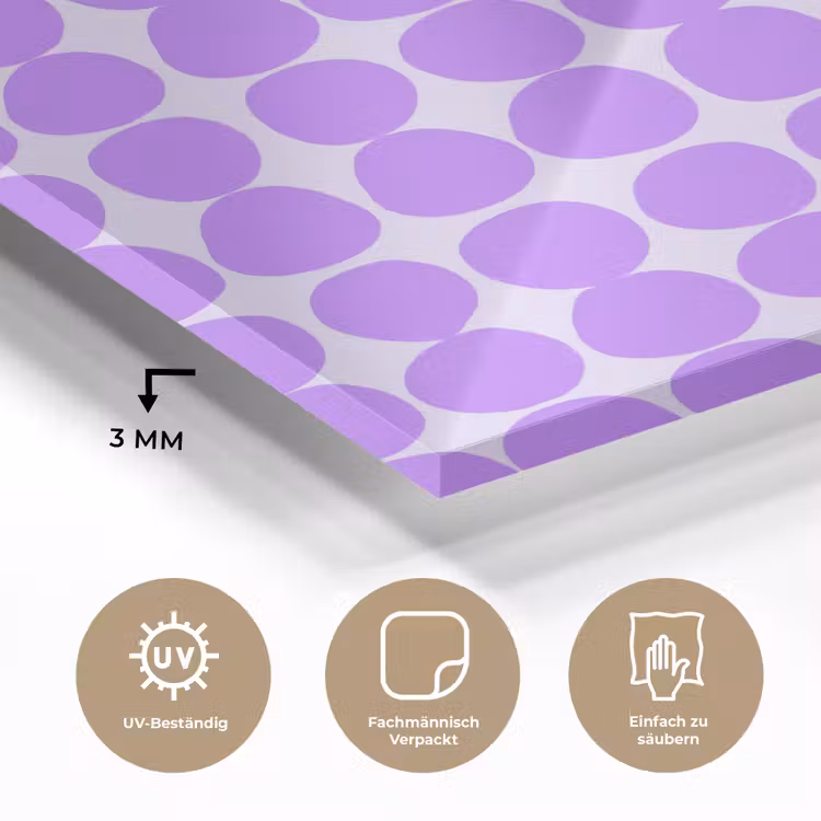 Glasbild - Lila – Geometrisch – Punkte – Polka Dot – Muster — 3