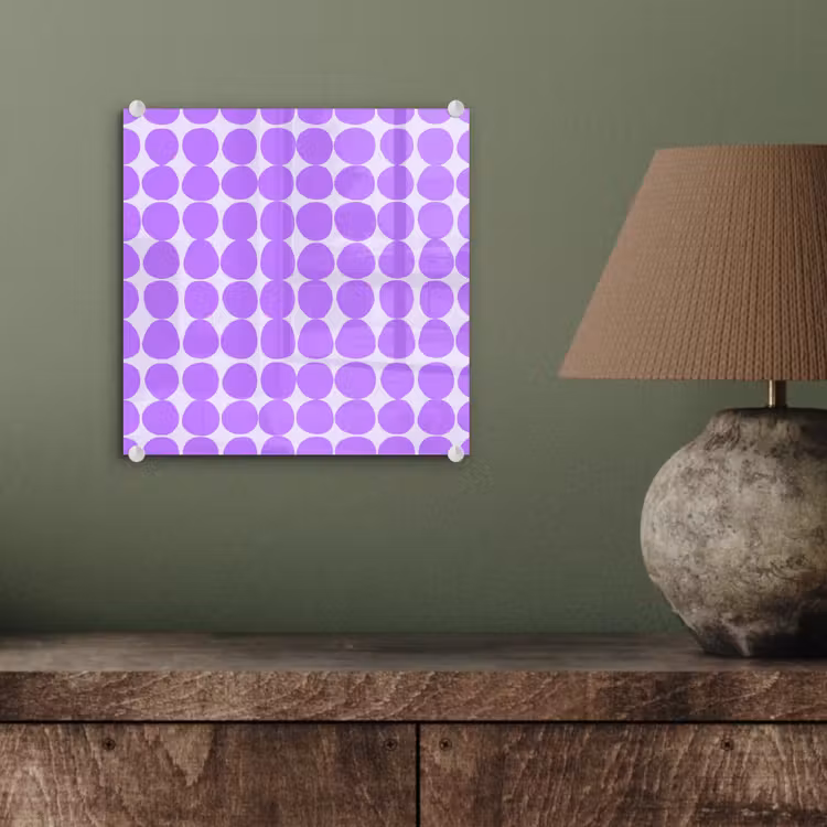 Glasbild - Lila – Geometrisch – Punkte – Polka Dot – Muster — 4