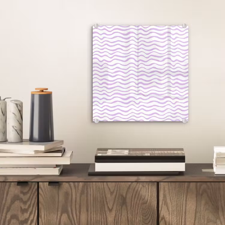 Glasbild - Lila – Geometrisch – Wellen – Linien – Muster — 2