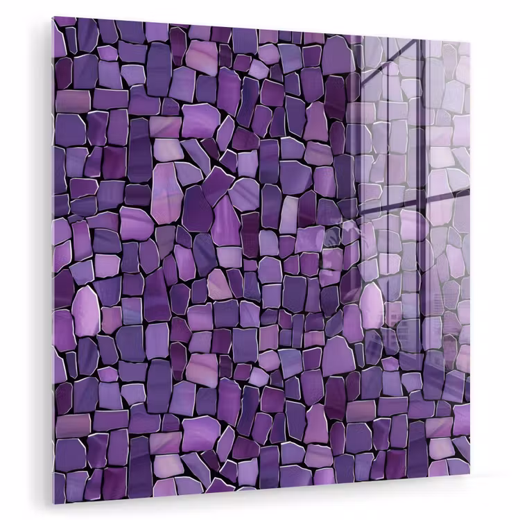 Glasbild - Lila – Mosaik – Scherben – Stein – Muster — 1
