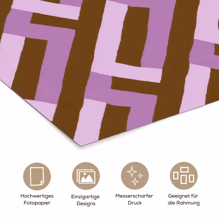 Poster - Braun – Rosa – Geometrisch – Mäander – Muster — 5