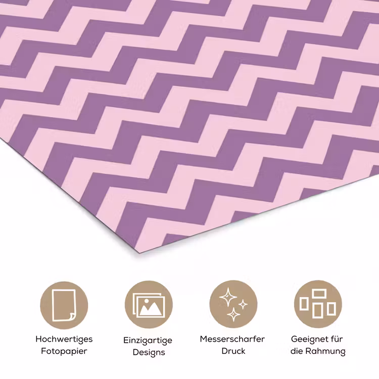 Poster - Lila – Rosa – Geometrisch – Chevron – Zickzack – Muster — 5