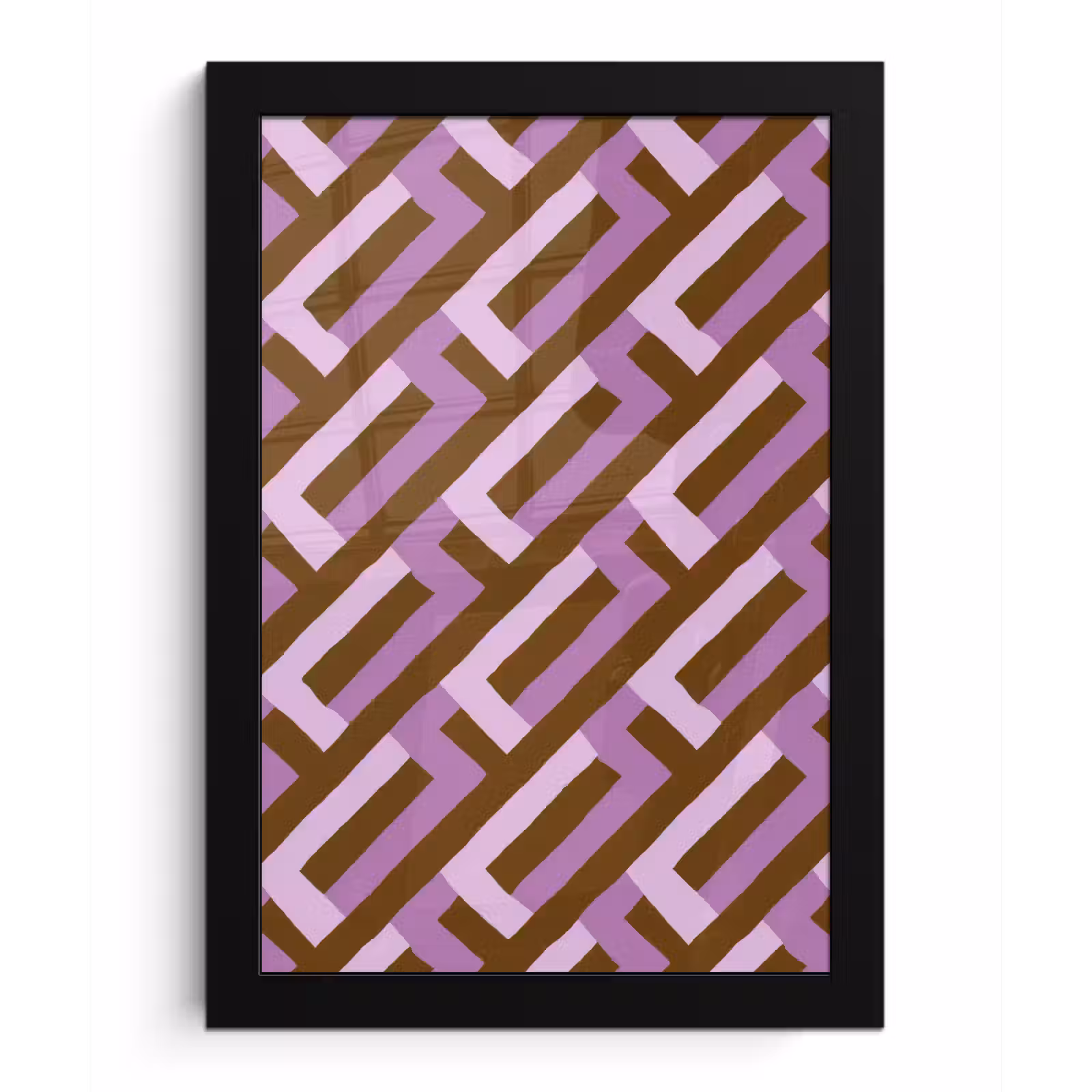 Bilder mit Rahmen - Braun – Rosa – Geometrisch – Mäander – Muster — 1