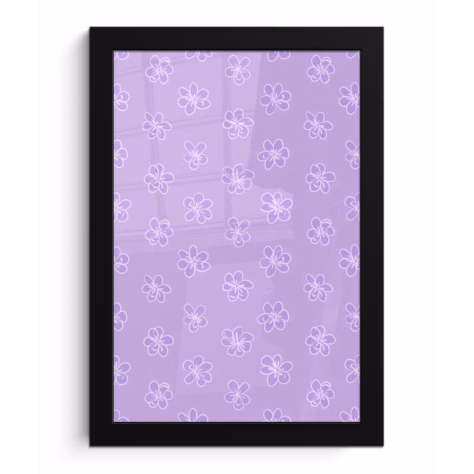 Bilder mit Rahmen - Lila – Botanisch – Blumen – Handgezeichnet – Muster — 1