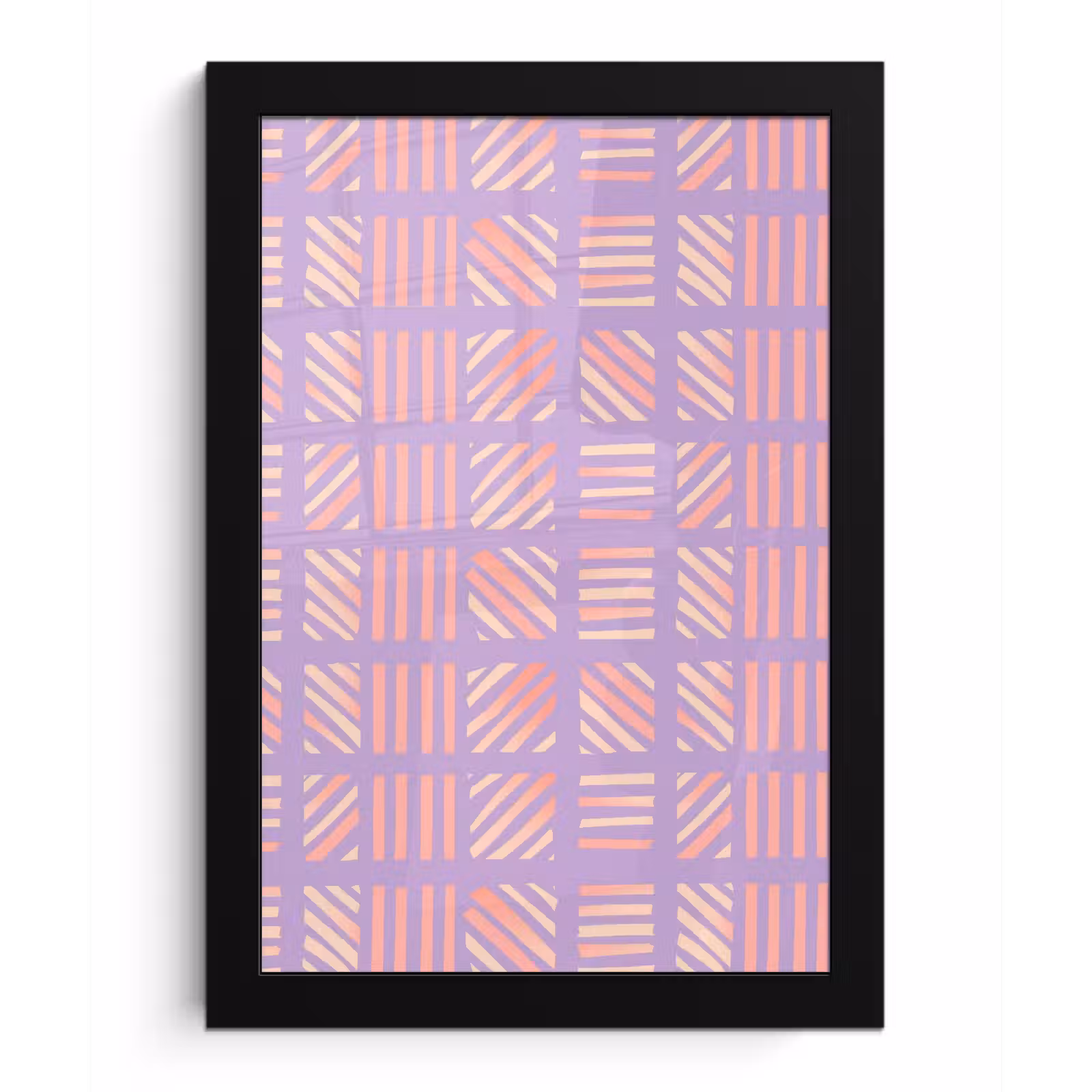 Bilder mit Rahmen - Lila – Rosa – Geometrisch – Streifen – Blöcke – Muster — 1