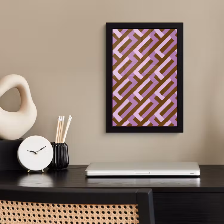 Bilder mit Rahmen - Braun – Rosa – Geometrisch – Mäander – Muster — 2