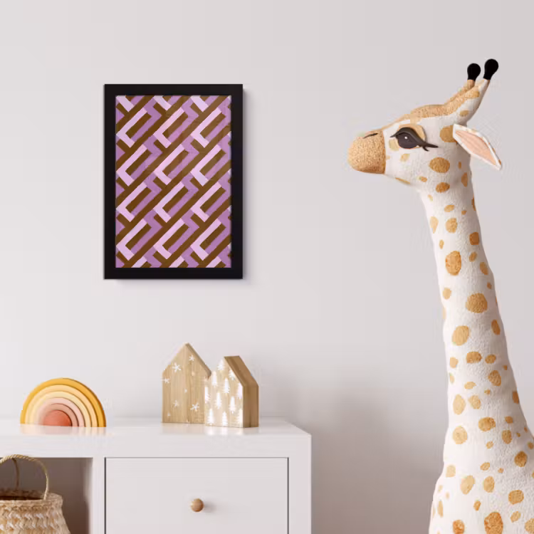 Bilder mit Rahmen - Braun – Rosa – Geometrisch – Mäander – Muster — 5