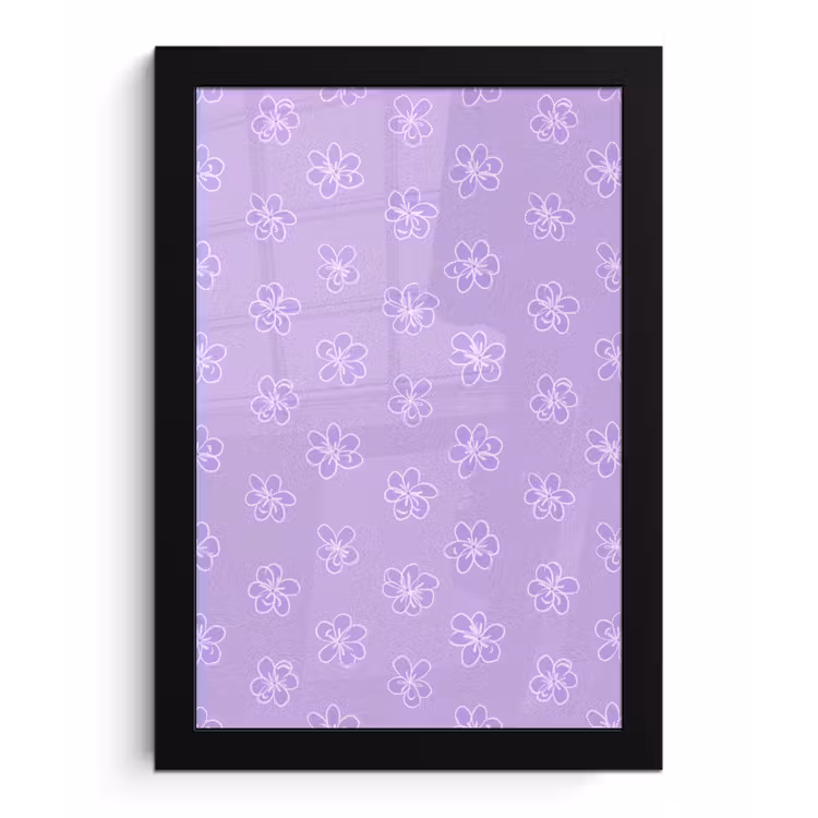 Bilder mit Rahmen - Lila – Botanisch – Blumen – Handgezeichnet – Muster — 1