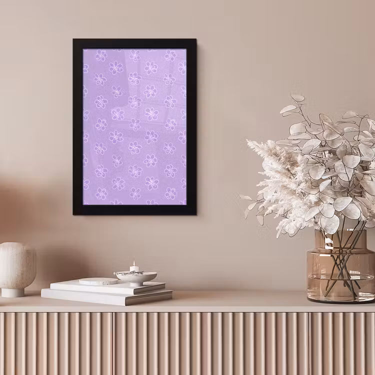 Bilder mit Rahmen - Lila – Botanisch – Blumen – Handgezeichnet – Muster — 4