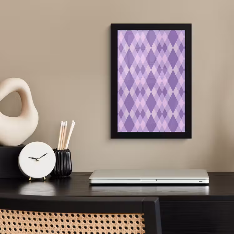 Bilder mit Rahmen - Lila – Geometrisch – Rauten – Argyle – Muster — 2
