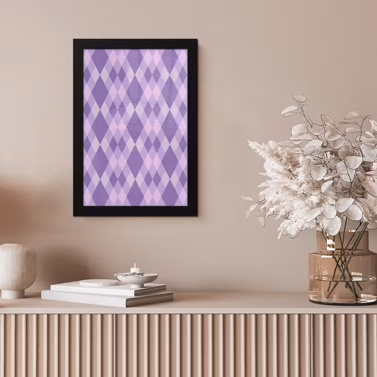 Bilder mit Rahmen - Lila – Geometrisch – Rauten – Argyle – Muster — 4