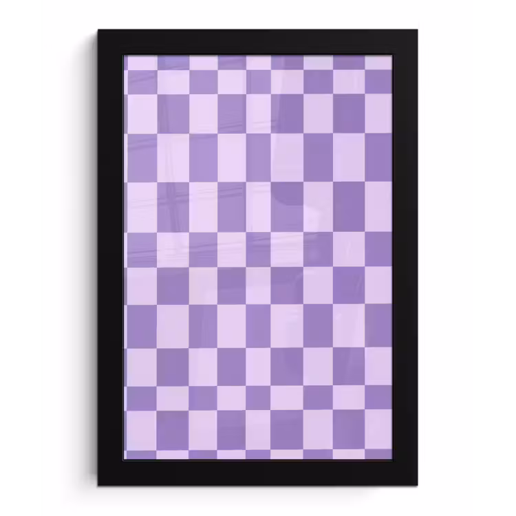 Bilder mit Rahmen - Lila – Geometrisch – Schachbrettmuster – Blöcke – Muster — 1