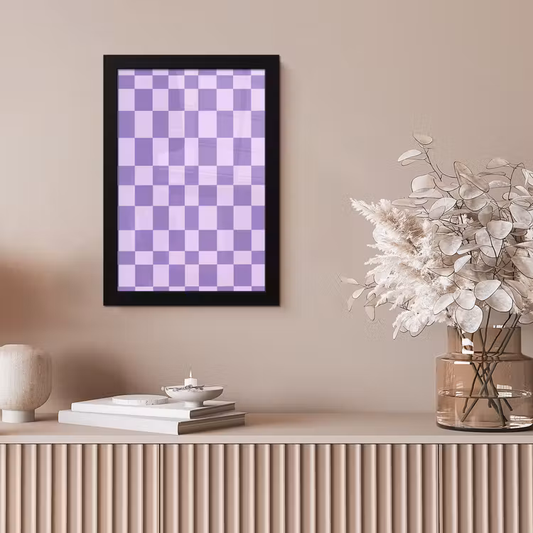Bilder mit Rahmen - Lila – Geometrisch – Schachbrettmuster – Blöcke – Muster — 4