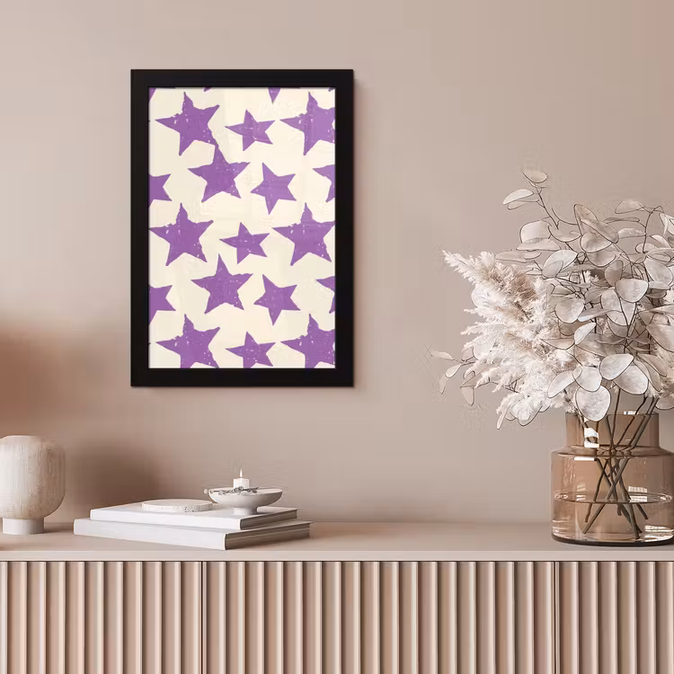 Bilder mit Rahmen - Lila – Geometrisch – Sterne – Stempel – Muster — 4