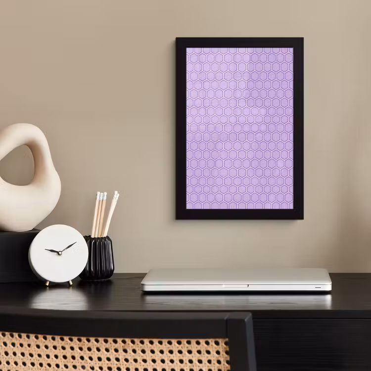 Bilder mit Rahmen - Lila – Geometrisch – Wabenmuster – Bienenwabe – Muster — 2