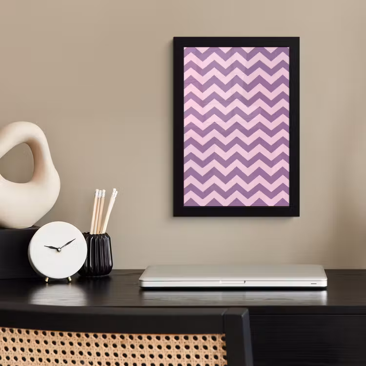 Bilder mit Rahmen - Lila – Rosa – Geometrisch – Chevron – Zickzack – Muster — 2