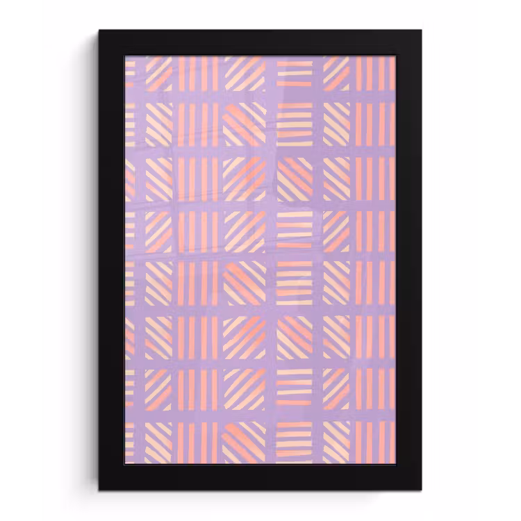 Bilder mit Rahmen - Lila – Rosa – Geometrisch – Streifen – Blöcke – Muster — 1
